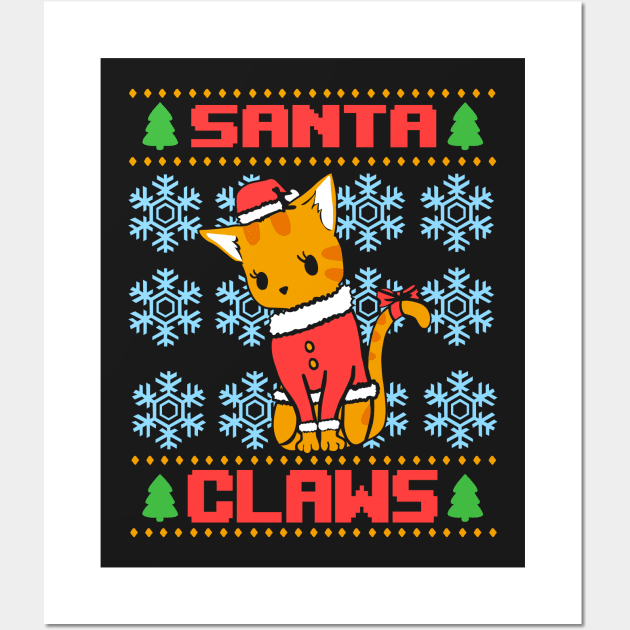 Santa Claws Ugly Christmas Sweater Wall Art by KsuAnn